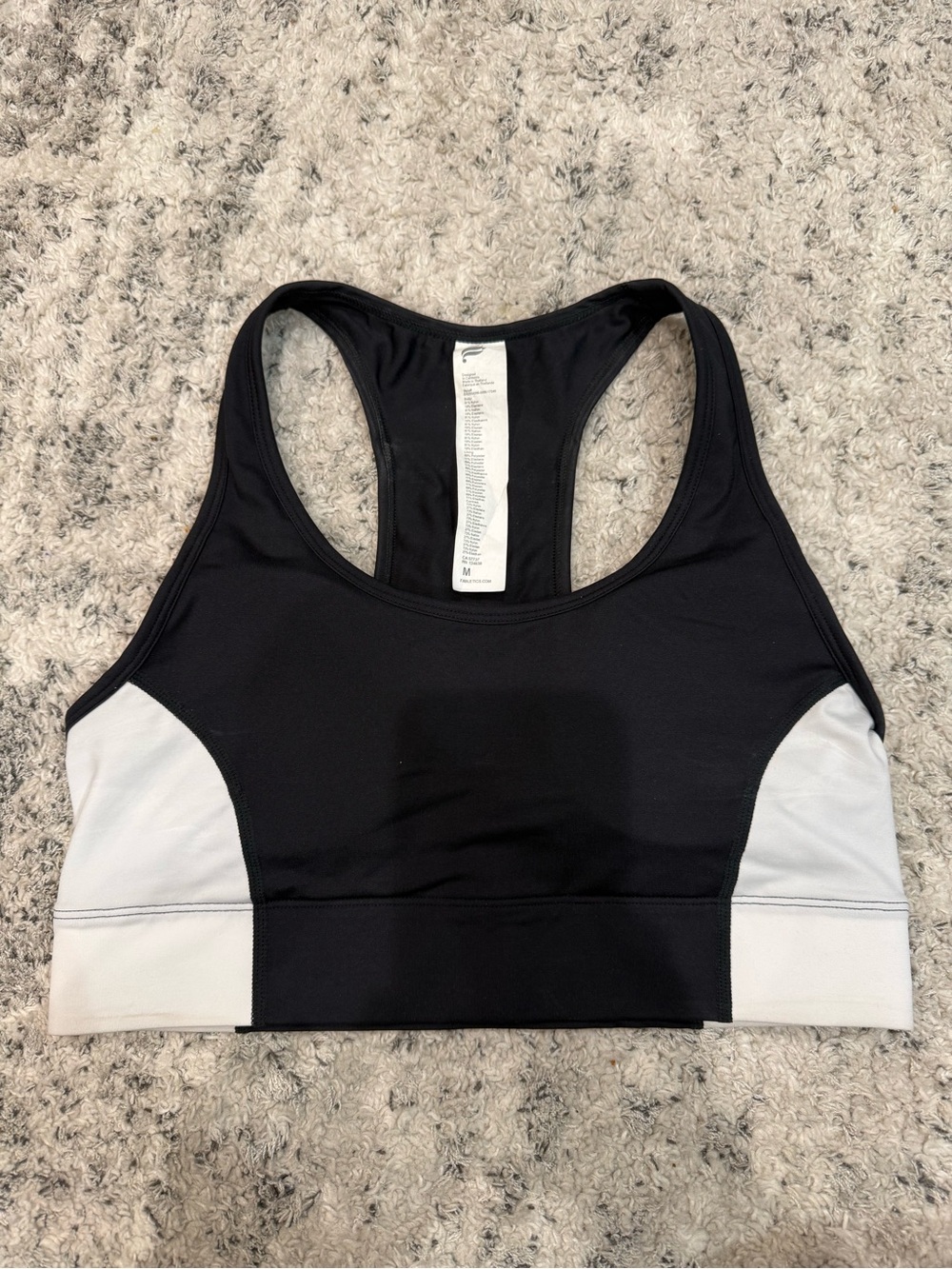 Fabletics Black and White Racerback Sports Bra